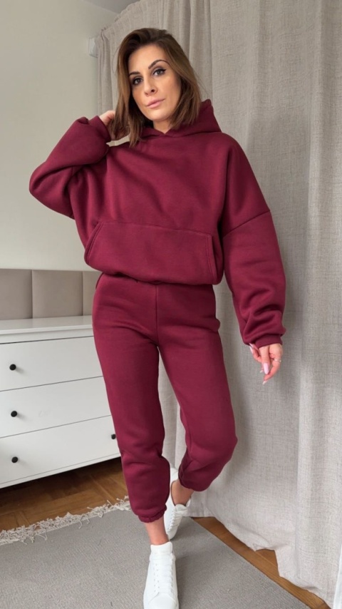 Ocieplany komplet Hoodie Dream bordowy