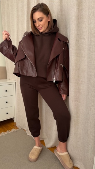 Ocieplany komplet Hoodie Dream czekoladowy