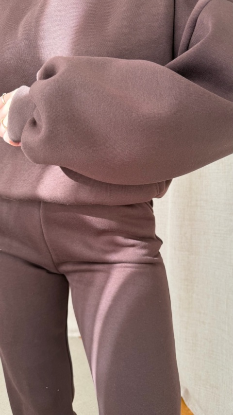 Ocieplany komplet Hoodie Dream czekoladowy