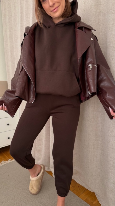 Ocieplany komplet Hoodie Dream czekoladowy