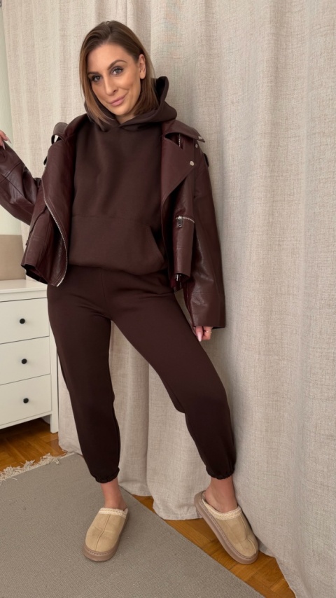 Ocieplany komplet Hoodie Dream czekoladowy