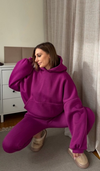 Ocieplany komplet Hoodie Dream śliwkowy