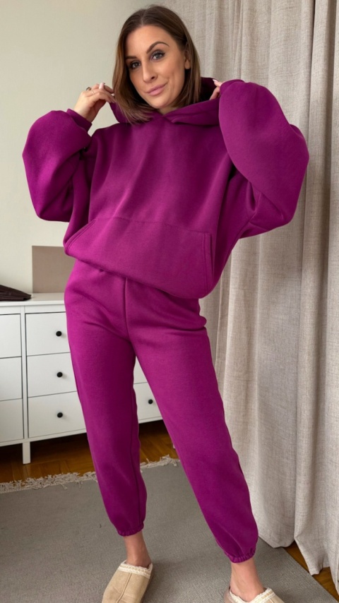 Ocieplany komplet Hoodie Dream śliwkowy