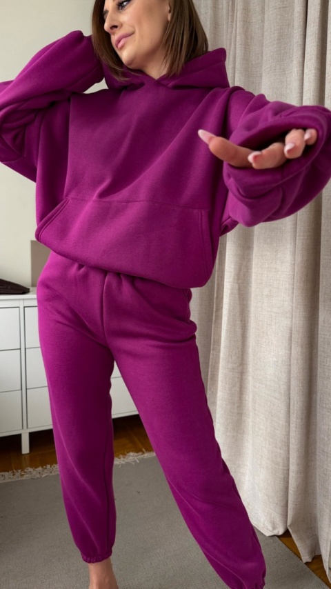 Ocieplany komplet Hoodie Dream śliwkowy