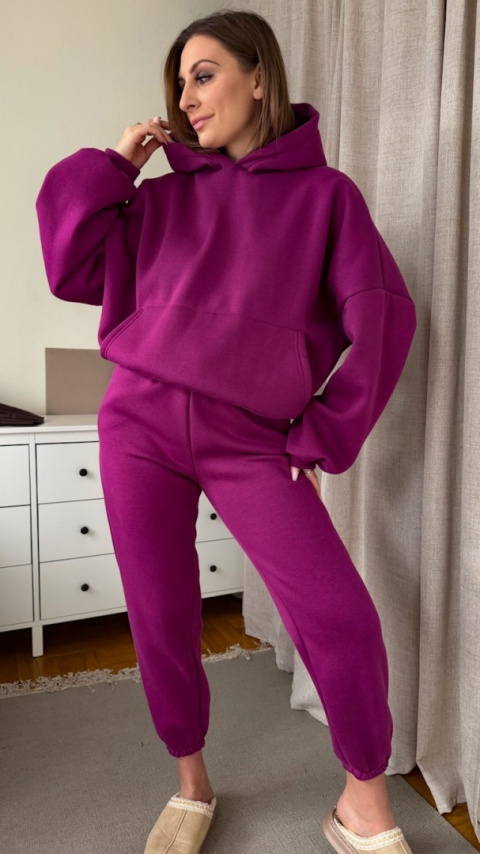 Ocieplany komplet Hoodie Dream śliwkowy