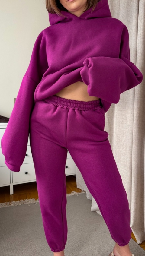 Ocieplany komplet Hoodie Dream śliwkowy