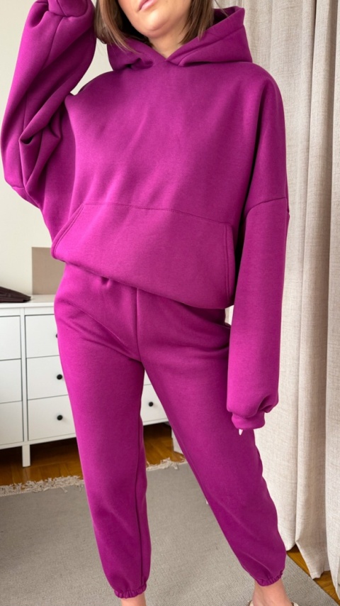 Ocieplany komplet Hoodie Dream śliwkowy