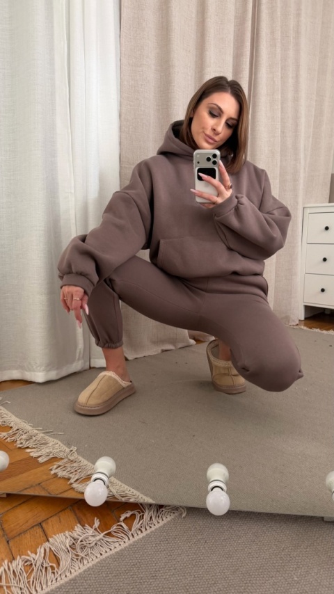 Ocieplany komplet Hoodie Dream taupe