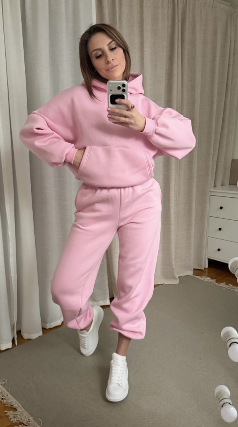 🇵🇱 Polski ocieplany komplet drersowy Moon Soft Set różowy 🩷