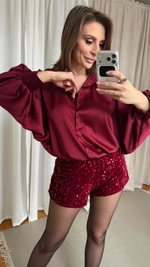 Shorty z cekinami Lunar Sparkle Shorts bordowe ❤️