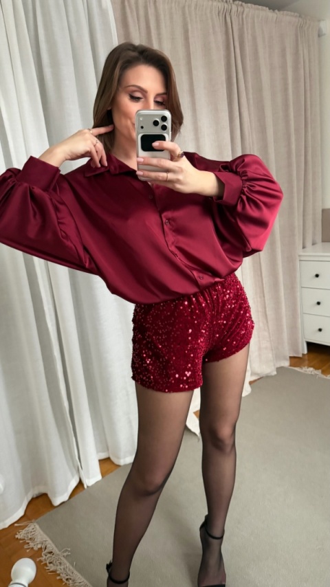 Shorty z cekinami Lunar Sparkle Shorts bordowe ❤️