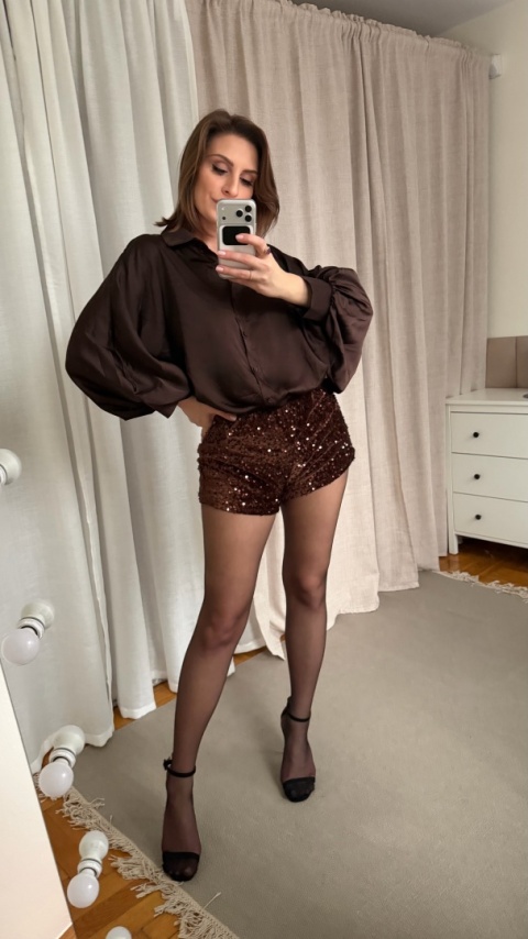 Shorty z cekinami Lunar Sparkle Shorts brązowe 🤎