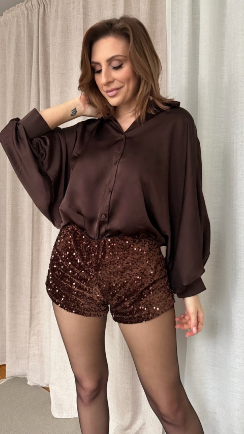 Shorty z cekinami Lunar Sparkle Shorts brązowe 🤎