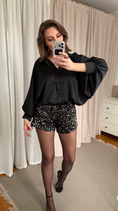 Shorty z cekinami Lunar Sparkle Shorts czarne 🖤