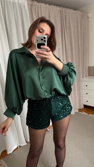 Shorty z cekinami Lunar Sparkle Shorts zielone 💚