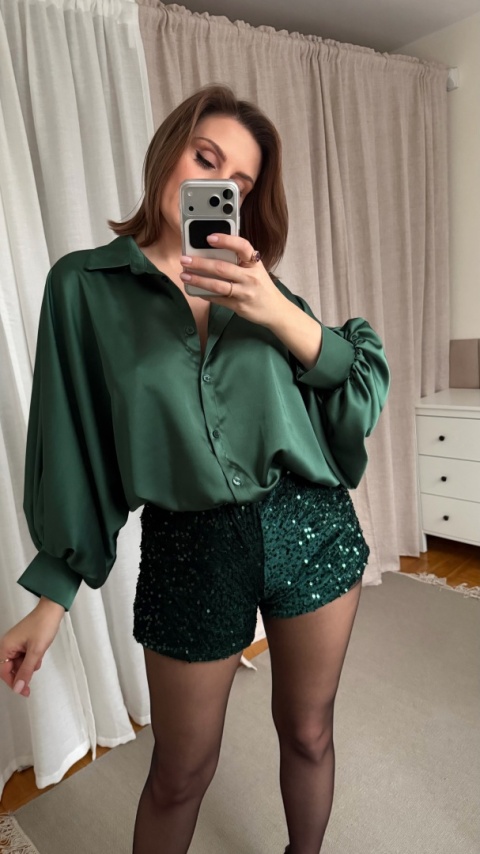 Shorty z cekinami Lunar Sparkle Shorts zielone 💚