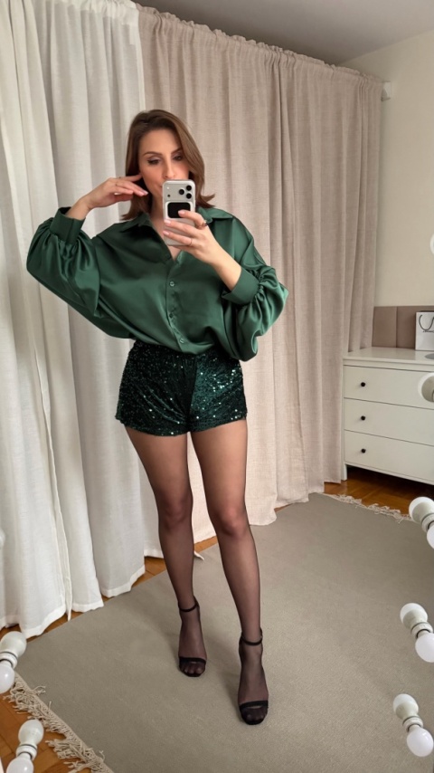 Shorty z cekinami Lunar Sparkle Shorts zielone 💚