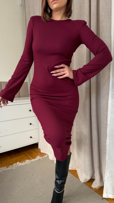 Sukienka midi Celeste Dress bordowa