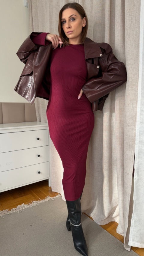 Sukienka midi Celeste Dress bordowa