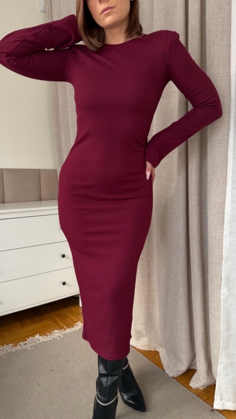 Sukienka midi Celeste Dress bordowa