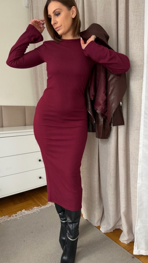 Sukienka midi Celeste Dress bordowa