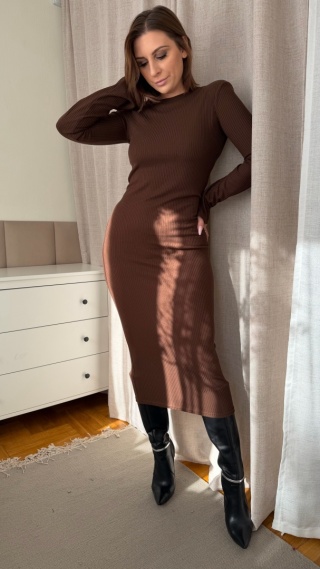 Sukienka midi Celeste Dress czekoladowa