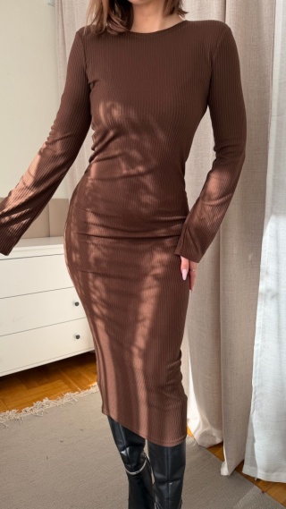 Sukienka midi Celeste Dress czekoladowa