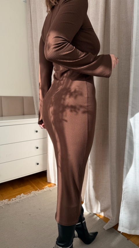 Sukienka midi Celeste Dress czekoladowa