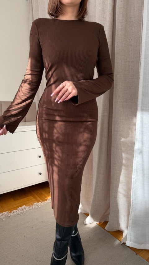 Sukienka midi Celeste Dress czekoladowa