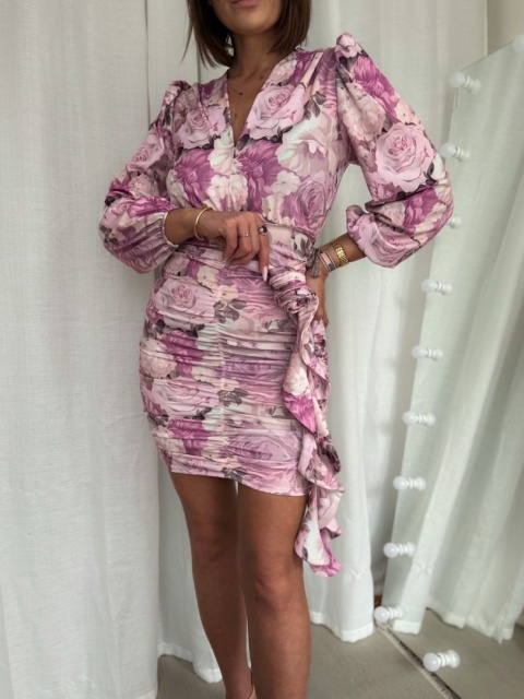 Sukienka z marszczeniem Rose Flower róże