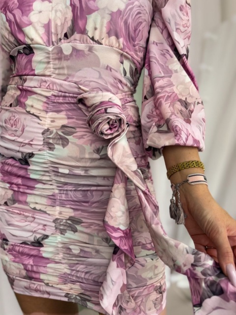 Sukienka z marszczeniem Rose Flower róże