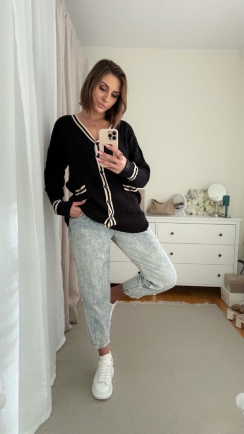 Sweter w stylu preppy Retro Old Money czarny