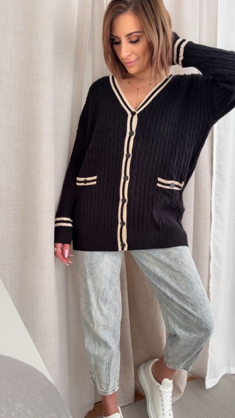 Sweter w stylu preppy Retro Old Money czarny