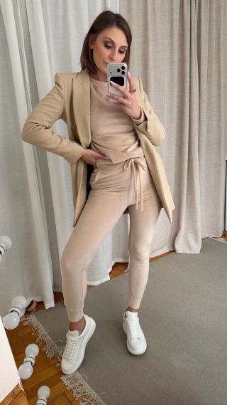 Welurowy zestaw Velvet Soul Set creamy nude