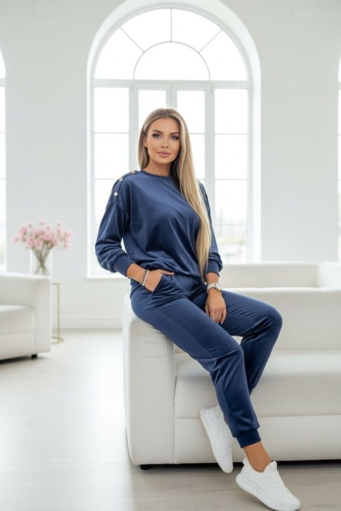 Welurowy komplet dresowy La mer navy black