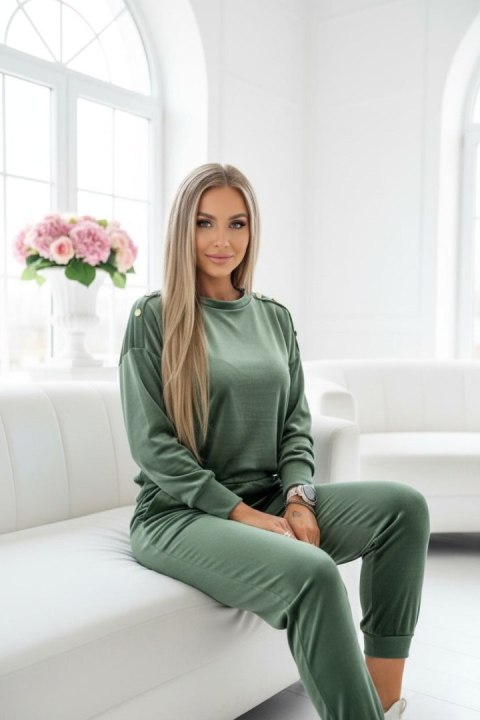 Welurowy komplet dresowy La mer soft olive