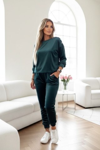 Welurowy komplet dresowy La mer deep forest green