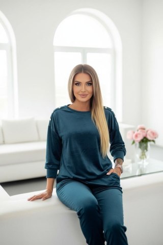 Welurowy komplet dresowy La mer forest green
