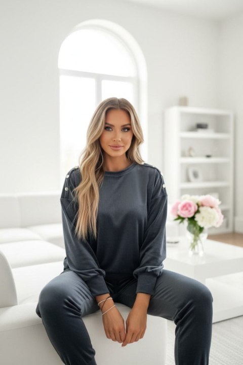 Welurowy komplet dresowy La mer graphite