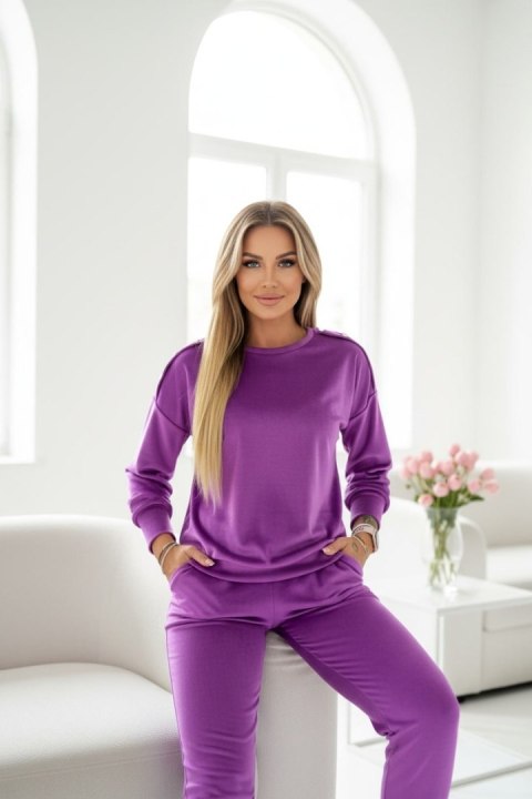 Welurowy komplet dresowy La mer plum