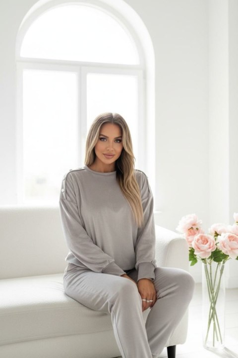 Welurowy komplet dresowy La mer light grey
