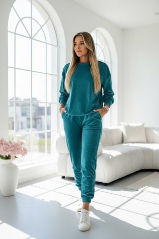 Welurowy komplet dresowy La mer ocean teal