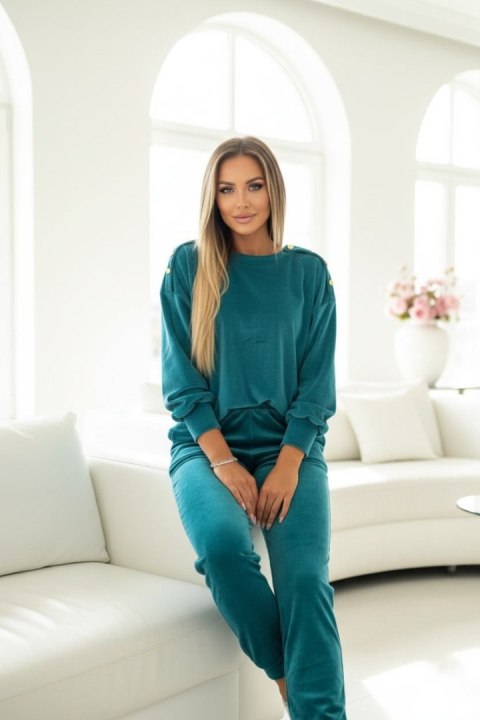 Welurowy komplet dresowy La mer ocean teal