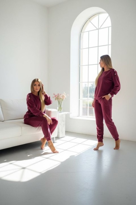 Welurowy komplet dresowy La mer burgundy