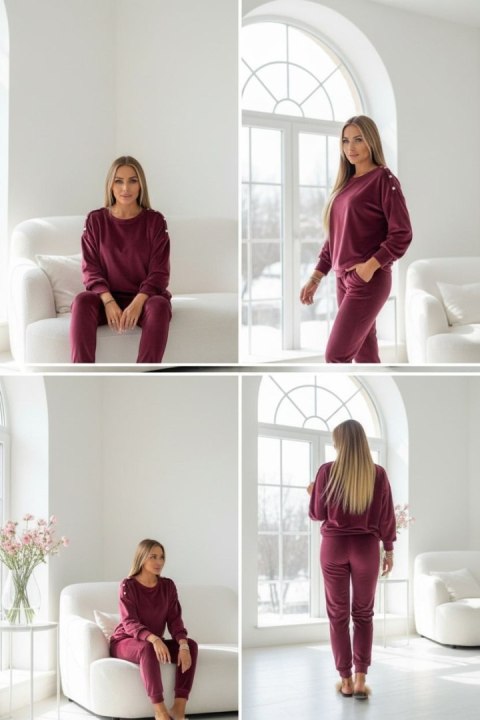 Welurowy komplet dresowy La mer burgundy