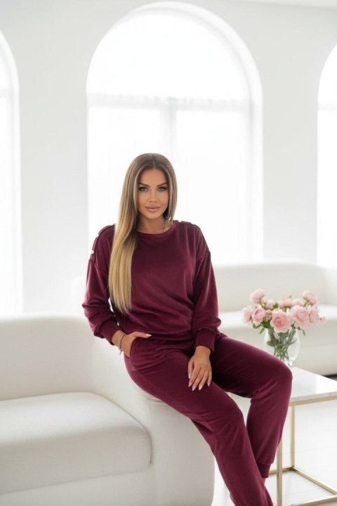 Welurowy komplet dresowy La mer burgundy