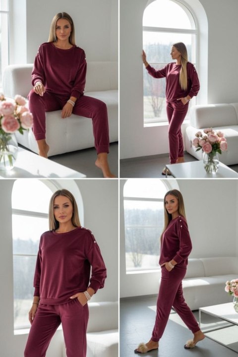 Welurowy komplet dresowy La mer burgundy