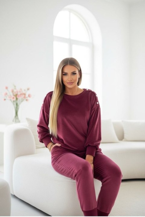 Welurowy komplet dresowy La mer burgundy