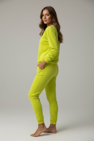 Welurowy dres RONY z dekoltem w serek limonka