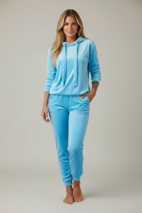 Welurowy komplet dresowy LANDON | Blue sky | rozmiar one size